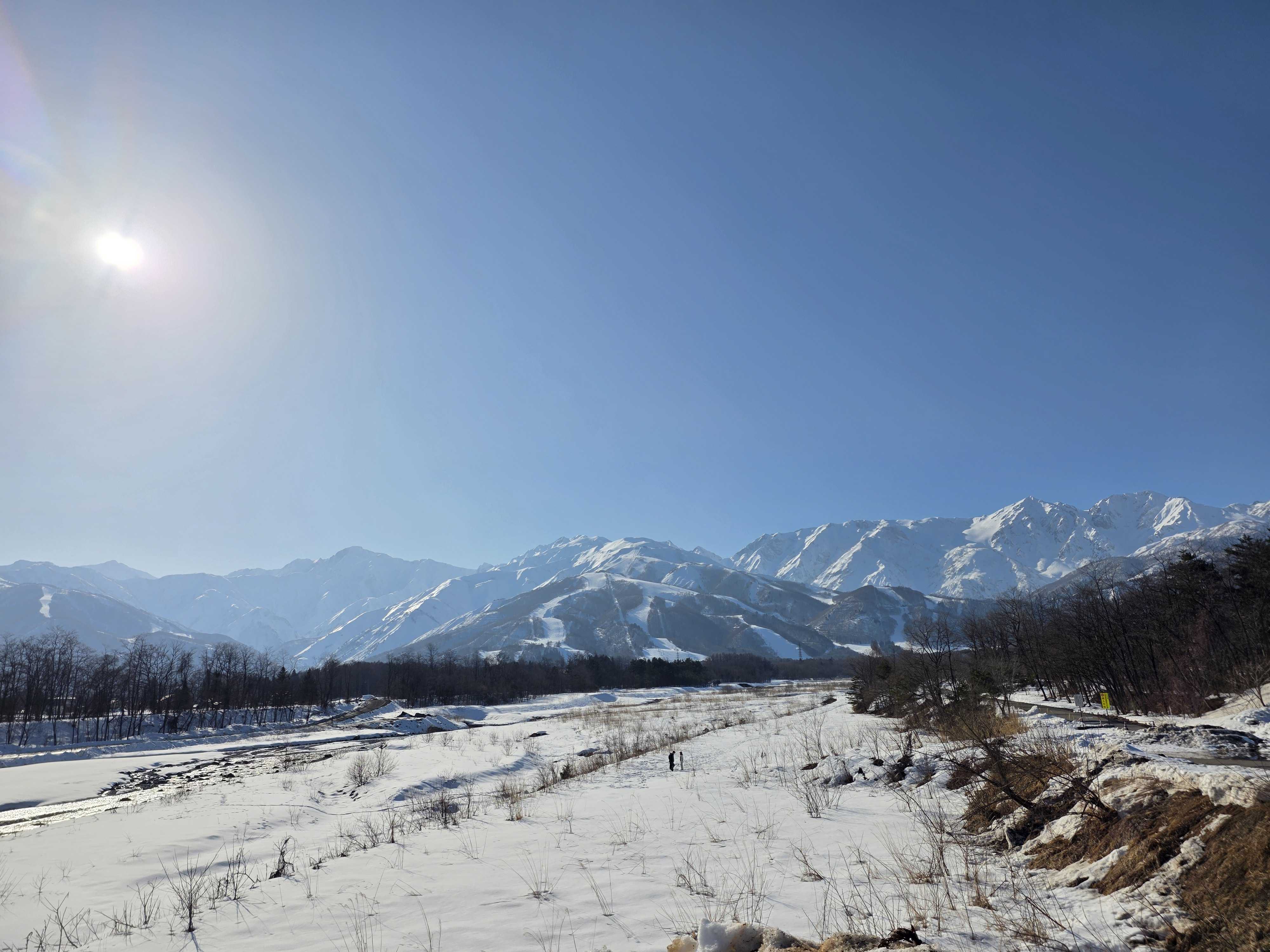 Hakuba Valley with snow-capped mountains in the Japanese Alps